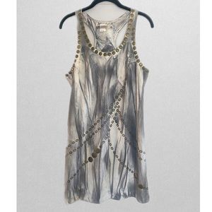 Ultra suede dress with edgy detail